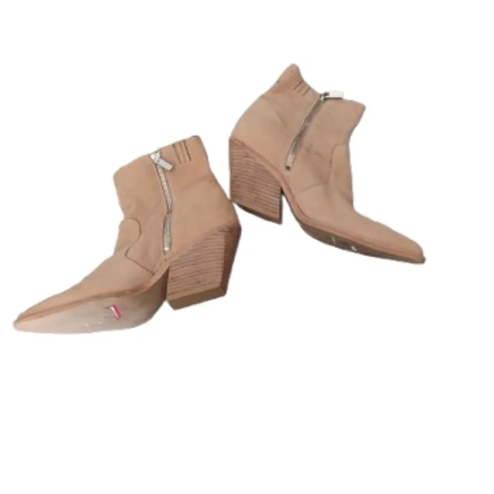 Dolce Vita Womens Leather Suede Pointed Toe Heeled Nude Neutral Boots 9.5